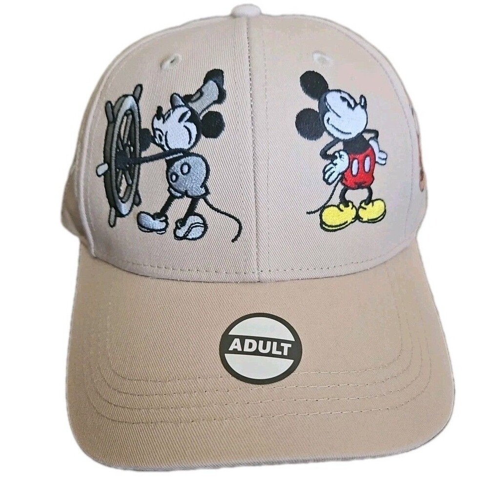 Disney Park Mickey Mouse Baseball Cap characters Adult Tan Embroidered